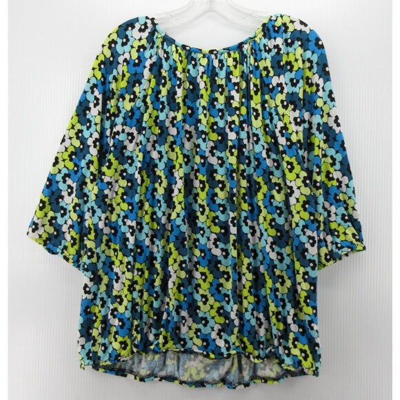 Michael Kors Top 2X Plus Pullover Blouse Floral Scoop Neck Colorful - Picture 6 of 9